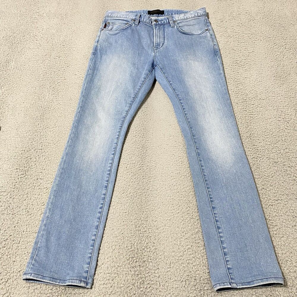 John Varvatos Wight Skinny Jeans Mens 30x30 Blue Straight Leg Light Wash Stretch